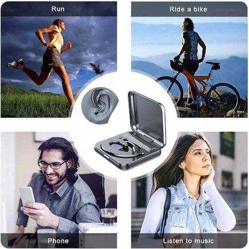 Vista 7 de IKXO Auriculares Bluetooth con gancho para el oído Bluetooth inalámbrico Estuche de carga de auriculares ligeros con cancelación de ruido