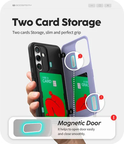 Vista 267 de GOOSPERY Parachoques magnético para puerta compatible con Galaxy S9 Plus, tarjetero tipo billetera con cierre automático por iman, funda protectora