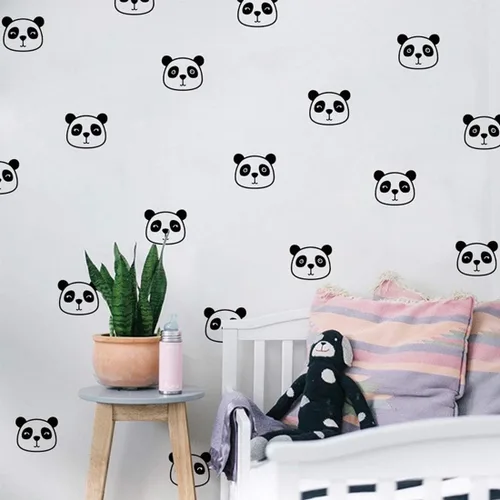 Vista 3 de 54 calcomanías de pared con diseño de panda, removibles, de vinilo, para cuarto de bebé, niños, niñas, decoración de pared