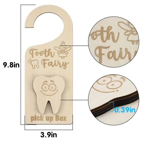 Vista 3 de Percha de puerta de hadas de dientes con soporte para dinero, caja de recogida de hada de dientes, regalo de aliento para decoración de habitación