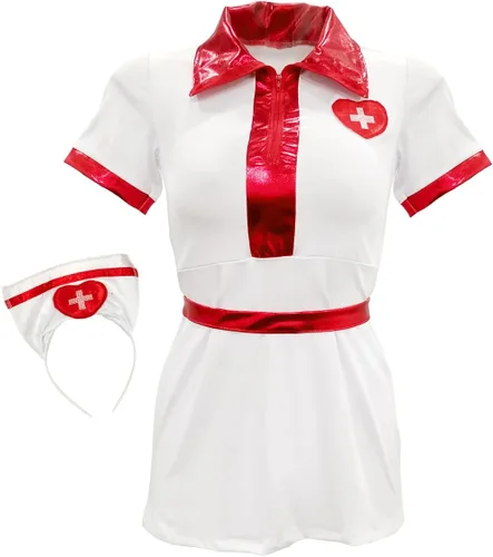 Vista 7 de Sexy Nurse Costume Lingerie Babydoll Women Naughty Nurse Outfits Fancy Christmas Cosplay Uniform Roleplay Zipper Top