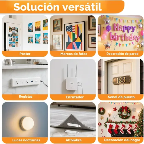 Vista 7 de SummerBrite - Tiras resistentes para póster y marco, 32 pares, XL, color blanco Extra strong wall adhesive, clean peel removal, ideal for large
