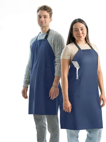 Vista 11 de Ravill Delantal impermeable para hombres y mujeres, 2 bolsillos, 35 pulgadas de largo, delantales de trabajo multiusos para lavavajillas, aseo