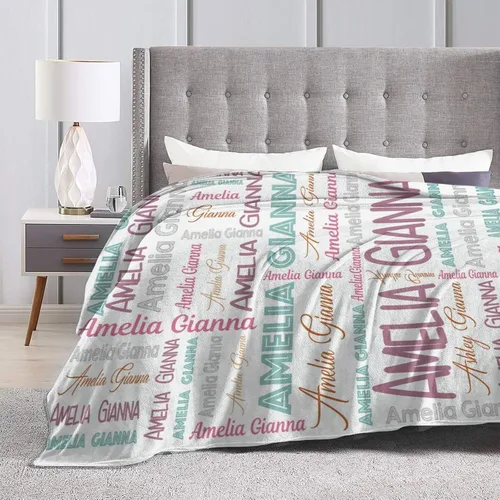 Vista 6 de Mantas de bebé personalizadas para niñas y niños, mantas de bebé personalizadas con nombre para niños y niñas, regalos personalizados para bebés