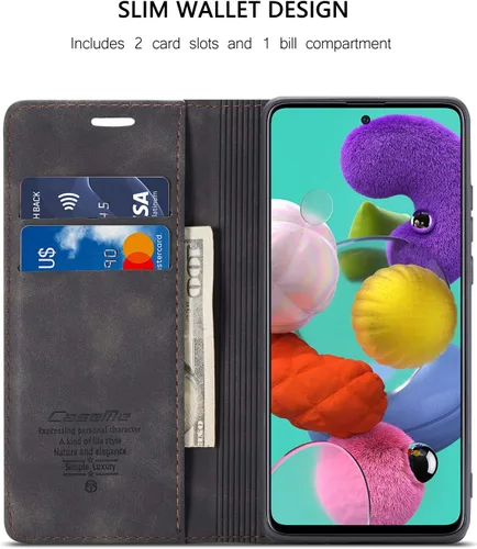 Vista 3 de Funda tipo cartera para Samsung Galaxy A51 4G, con soporte magnético, funda protectora de cuero estilo libro, duradera, a prueba de golpes