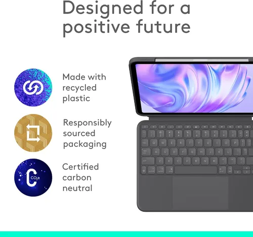 Vista 8 de Logitech Combo Touch iPad Pro 11 pulgadas (M4) Funda con teclado retroiluminado desmontable, soporte de pie, modo multiuso, conector inteligente
