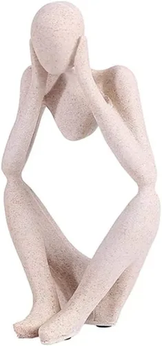 Vista 15 de Asng Estatua de escultura abstracta estilo pensador de resina, figuras coleccionables, decoración de escritorio para oficina en casa