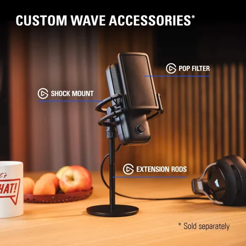 Vista 22 de Elgato Wave:1 - Micrófono de condensador USB cardioide premium para transmisión, juegos, oficina en casa, software mezclador gratuito, complementos