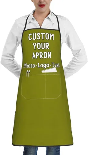 Vista 33 de Delantales personalizados para adultos, delantal personalizado con logotipo de foto, delantal impermeable con 2 bolsillos