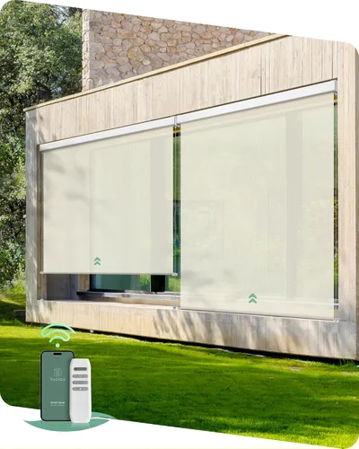 Vista 8 de Yoolax Persianas motorizadas personalizadas para exterior, persianas inteligentes compatibles con Alexa Google, persianas impermeables con control