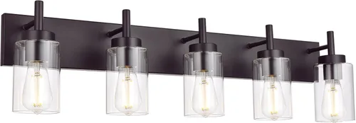 Vista 8 de 4 luces de tocador de baño, apliques de bronce aceitado, iluminación de pared, lámpara industrial para montaje en pared, estilo granja para cocina