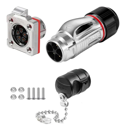Vista 7 de CNLINKO BD-20 Industrial Impermeable IP68 Conector Circular Lado del dispositivo, Enchufe rápido, Enchufe de aviación de metal, carcasa