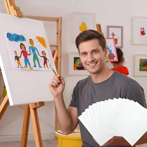 Vista 6 de TecUnite 60 hojas de papel de acuarela, arte a granel, blanco prensado en frío, papel de pintura para dibujo de acuarelista artista