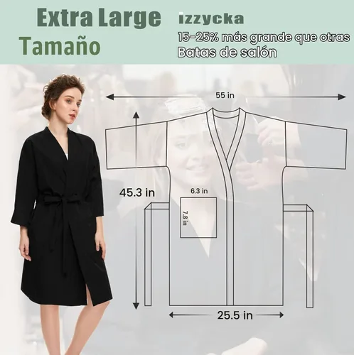 Vista 5 de Izzycka Capa de color para el cabello, batas para cliente de salón, capa de peluquería grande con bolsillo, envoltura de spa impermeable, bata
