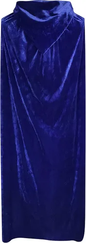 Vista 4 de NC - Disfraz de Halloween con capucha para disfraz de brujas unisex para adultos, Azul Patchwork, 150