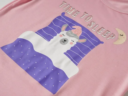 Vista 3 de Vopmocld Conjunto de pijama de manga corta de verano para niñas grandes, lindos patrones de gato, ropa de dormir Nighty 100% algodón