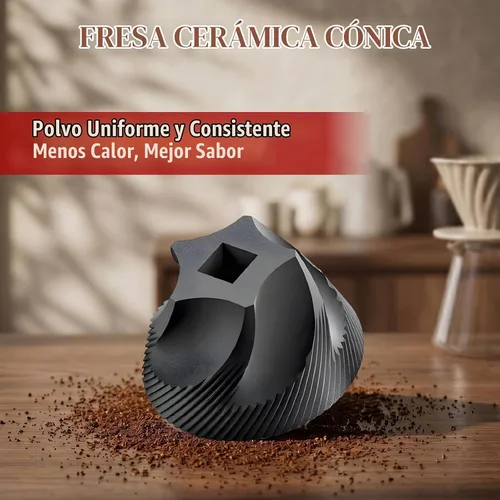 Vista 5 de Molinillo de café eléctrico, molinillo de granos de café portátil con rebabas cónicas de cerámica, molinillo de espresso recargable USB-C con grosor