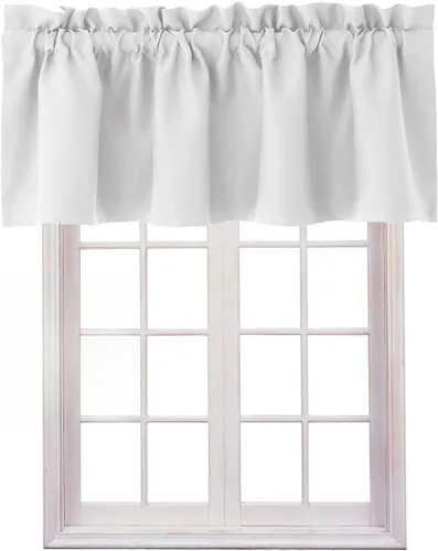 Vista 29 de Hiasan Cortinas opacas con cenefa para oscurecimiento sólido de habitación, cenefas con bolsillo para barra, para ventanas, 42 x 12 pulgadas