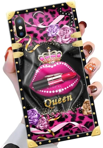 Vista 19 de Funda compatible con iPhone X/Xs, TPU suave de lujo y parte trasera de policarbonato duro para niñas y mujeres, funda protectora a prueba de golpes
