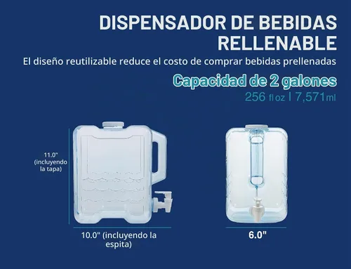 Vista 6 de Arrow Home Products 00743, envases de bebidas, recargable, plástico azul, 2 galones, Industrial, 1