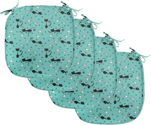 Vista 106 de Ambesonne Cojín de asiento para silla de flores, detalles florales con hojas y remolinos, estampado artístico romántico y vívido y vibrante