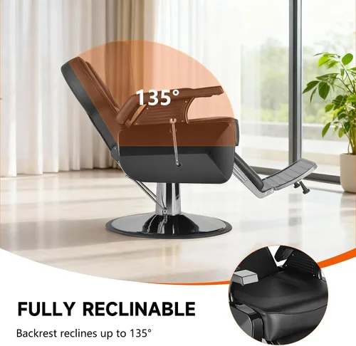 Vista 4 de Silla de peluquería hidráulica reclinable silla de peluquería sillas de peluquería silla de pelo 360 grados giratoria sillas de peluquería para Negro