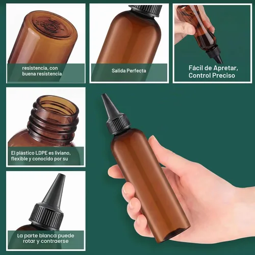 Vista 4 de Tanlade Botellas de plástico de 2 onzas con tapa giratoria, marrón, 200
