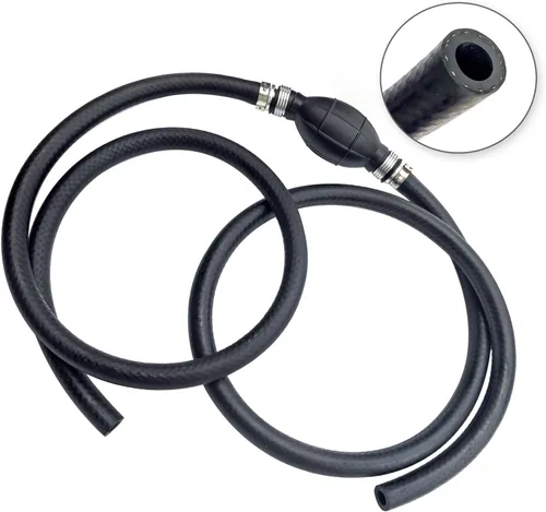 Vista 2 de Línea de combustible para barcos de 3/8 pulgadas 6 pies con bombilla de cebador, conjunto de línea de combustible trenzada de nailon 3/8" 10mm