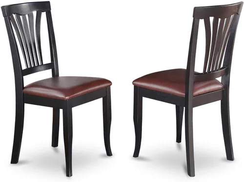 Vista 6 de East West Furniture AVC-BLK-W Avon - Sillas de comedor de madera maciza, con respaldo de listones, juego de 2, color negro y cereza