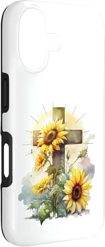 Vista 3 de Faith Christian Cross Watercolor Sunflower Flowers Case for iPhone 17