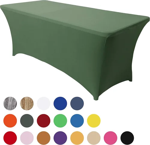 Vista 99 de Obstal Funda de mesa de elastano elástica de 4 pies para mesas plegables estándar, paquete de 2 manteles rectangulares universales ajustables