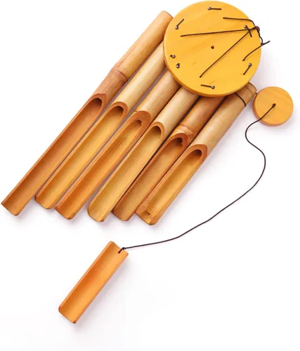 Vista 5 de Campanillas de viento de bambú de 32 pulgadas, regalos conmemorativos para mamá, campanillas de viento de madera hechas a mano con melodía de tono