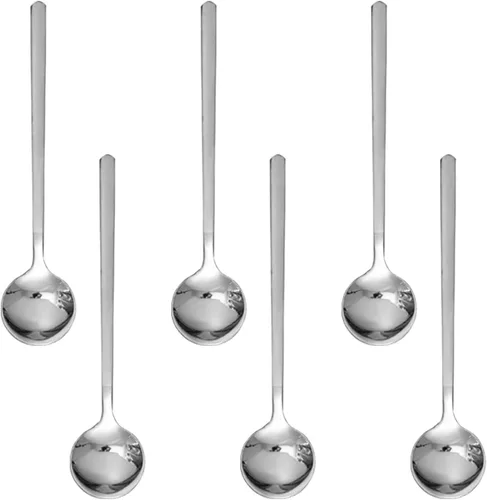 Vista 10 de Juego de 6 cucharas de café expreso de acero inoxidable, mini cucharaditas negras de 5.3 pulgadas para café, té británico, postre, pastel, helado