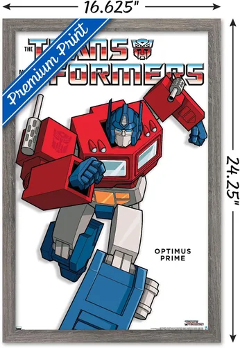 Vista 3 de Hasbro Transformers - Póster de pared Optimus Prime Feature Series, 22.4 pulgadas de largo x 14.7 pulgadas de ancho, versión enmarcada de madera