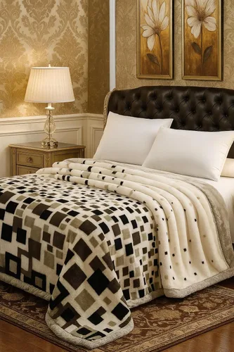 Vista 3 de DBOZE Manta pesada de vellón coreano de visón, tamaño King, 2 capas, ultra suave, cálida, reversible, con patrón geométrico moderno, manta