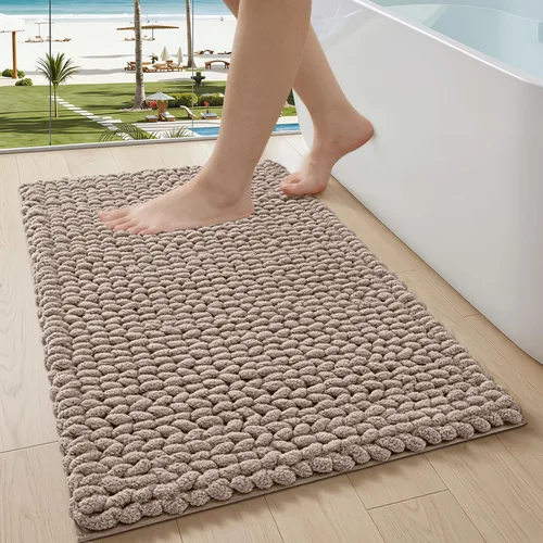 Vista 16 de LUMI Alfombra de Baño de Lujo, Tapete de Baño Ultra Suave de Secado Rápido, Alfombra de Baño Antideslizante Absorbente de Chenilla Gruesa, Tapete