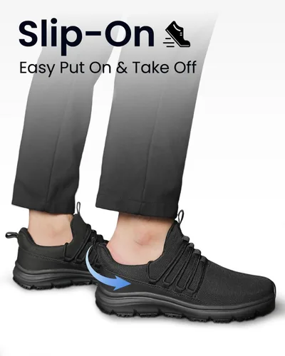 Vista 3 de VikoViren Zapatos de trabajo antideslizantes para hombre, para restaurante o servicio de alimentos, transpirables, ligeros, resistentes al agua