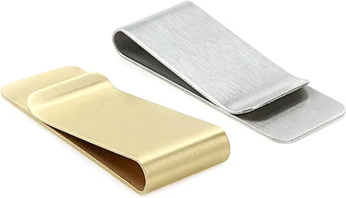 Vista 2 de Tsnamay 4 paquetes de clip de dinero de acero inoxidable delgado clip de dinero de cobre para hombres tarjetero de crédito cartera minimalista