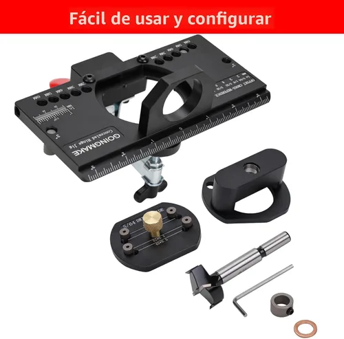 Vista 9 de GOINGMAKE plantilla de bisagra oculta de metal con abrazadera rápida y adaptador de aspiradora de polvo Oculta plantilla de bisagra de puerta