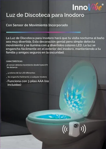 Vista 6 de Luz de discoteca para inodoro, luz de baño con sensor de movimiento, luces LED de baño, accesorios de baño divertidos, luces de inodoro dentro