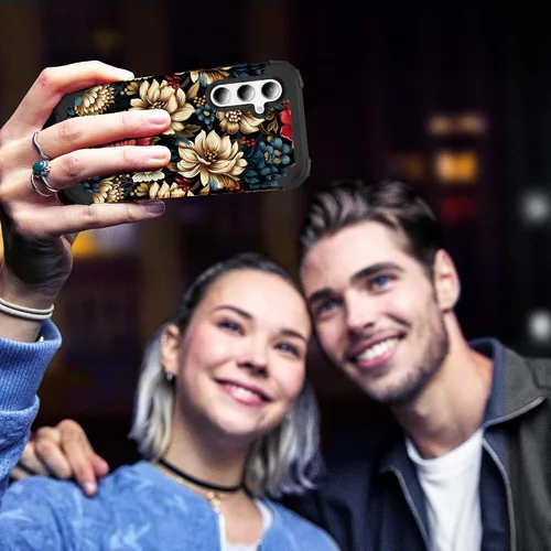 Vista 8 de Funda para Galaxy A14 5G Case, Patrón Floral 3 en 1 Protección Resistente de Servicio Pesado a Prueba de Golpes Parachoques de Goma de Silicona
