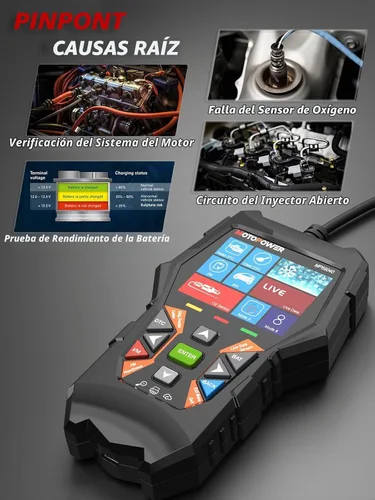 Vista 5 de MOTOPOWER MP69040 Lector de código OBD2 para coche, herramienta de escaneo de diagnóstico de fallo del motor, negro