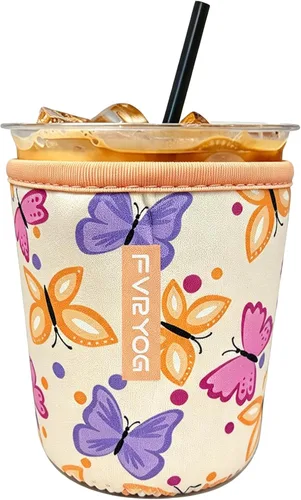 Vista 74 de Reusable Insulated Neoprene Iced Coffee Sleeves for Iced Coffee Cups, Coffee Coolies sleeves for Iced & Hot Drinks