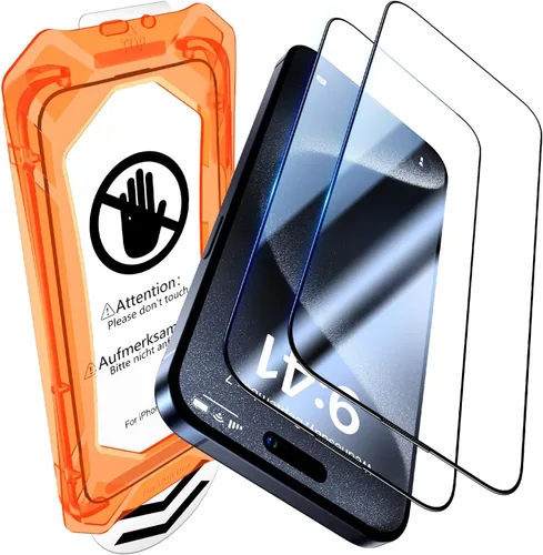 Vista 9 de UniqueMe Protector de pantalla para iPhone 15 – [Grado militar inastillable y dureza 9H+] Protector de pantalla 15 vidrio templado, protección