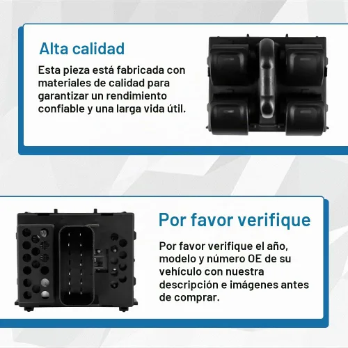 Vista 6 de Interruptor principal de elevalunas eléctrico delantero izquierdo del lado del conductor para Jeep Wrangler 2011-2016 de 4 puertas, sustituye a