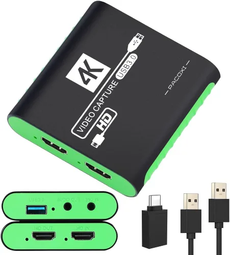 Vista 8 de USB 3.0 HDMI Video Capture Card for Switch 2 PS5 Xbox DSLR Streaming Azul