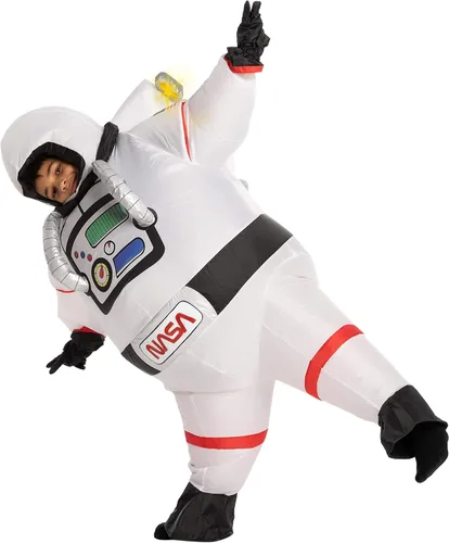 Vista 5 de Spooktacular Creations disfraz inflable de astronauta de la NASA con luz LED para niños de 7 a 10 años