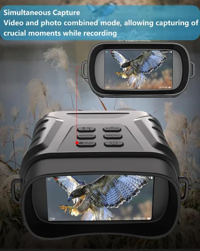 Vista 6 de Gafas de visión nocturna, prismáticos de visión nocturna 4K, regalo para hombres y adultos, pantalla grande de 3 pulgadas, zoom digital 8X, luz IR