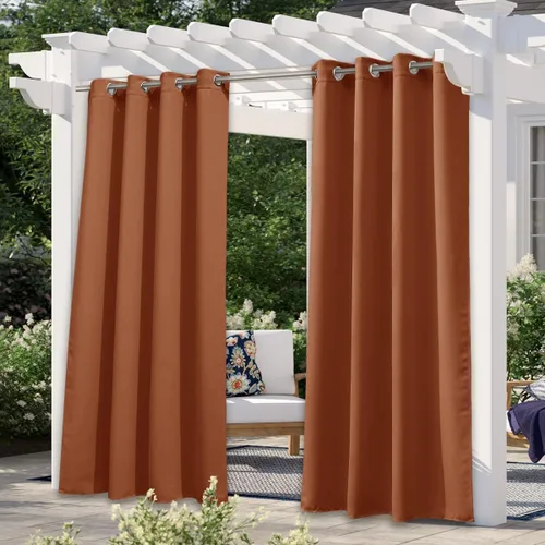 Vista 178 de NICETOWN Cortina para Exteriores para Patio Impermeable de 84 Pulgadas de Ancho, Aislamiento Térmico con Ojales Antioxidantes Bloqueo UV Cortina