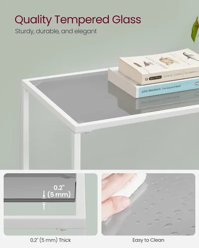 Vista 6 de VASAGLE - Mesa para recibidor, mesa de consola, superficie de vidrio templado, mesa de sofá moderna, de fácil montaje, con patas ajustables